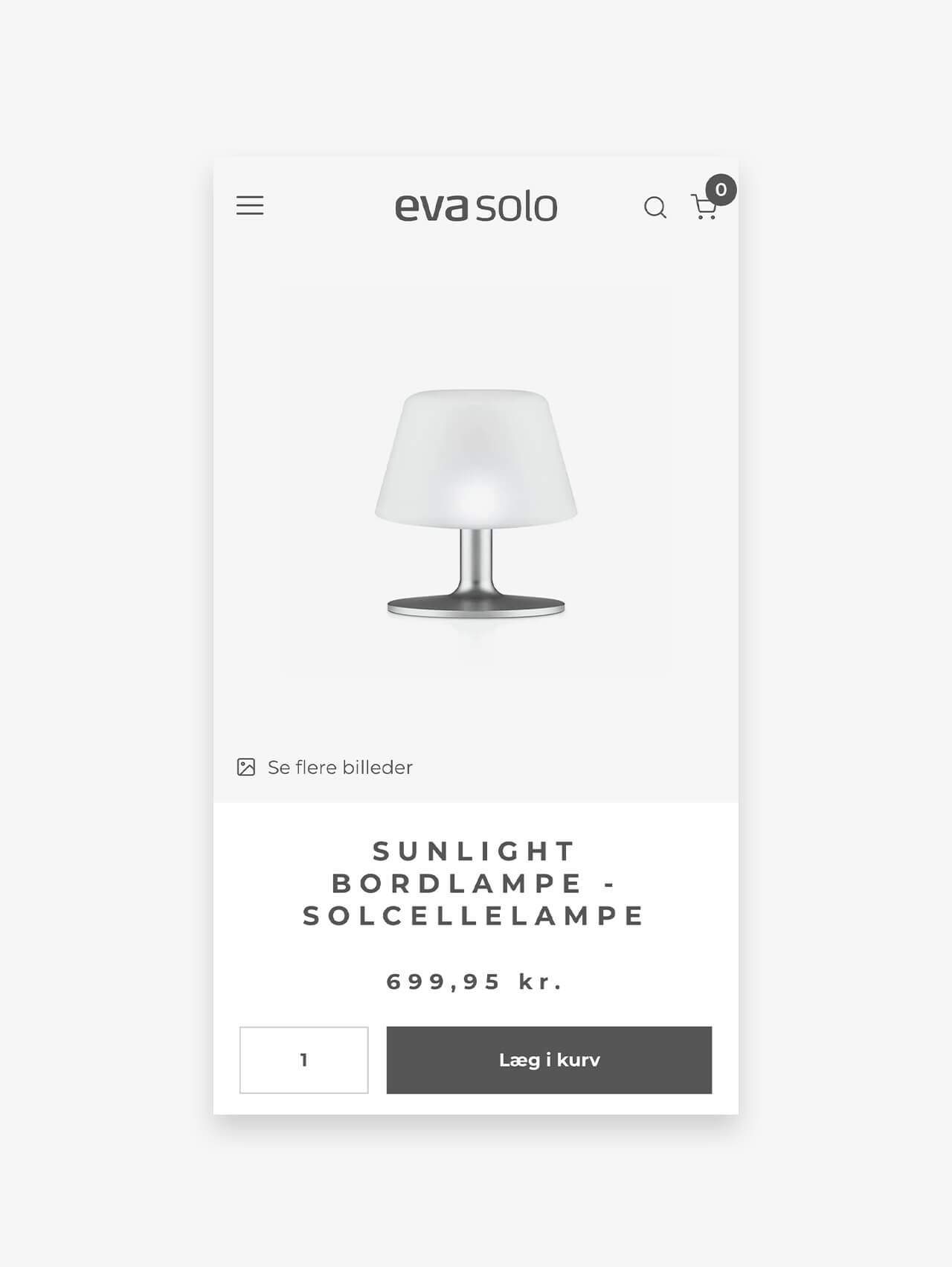 Mobilvisning af varekort på ny webshop for Eva Solo