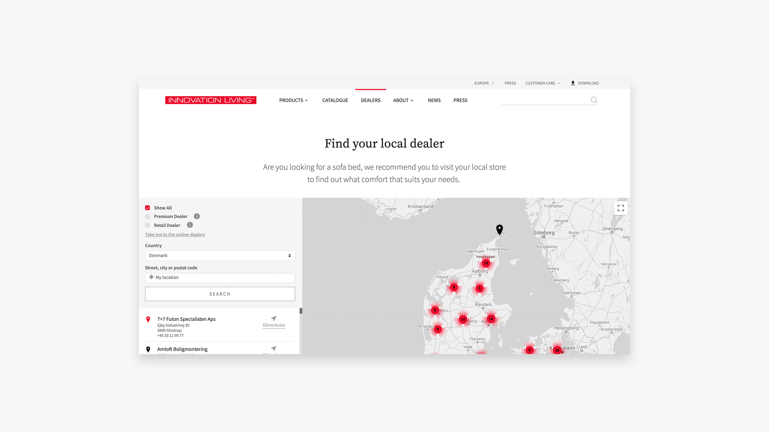Find Innovation Living forhandler på website