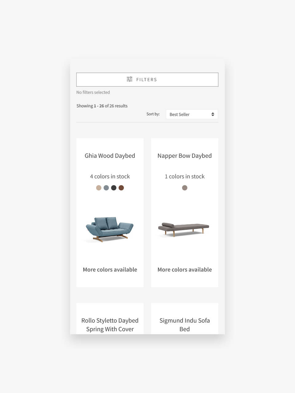 Kategoriside med produktliste på websitet
