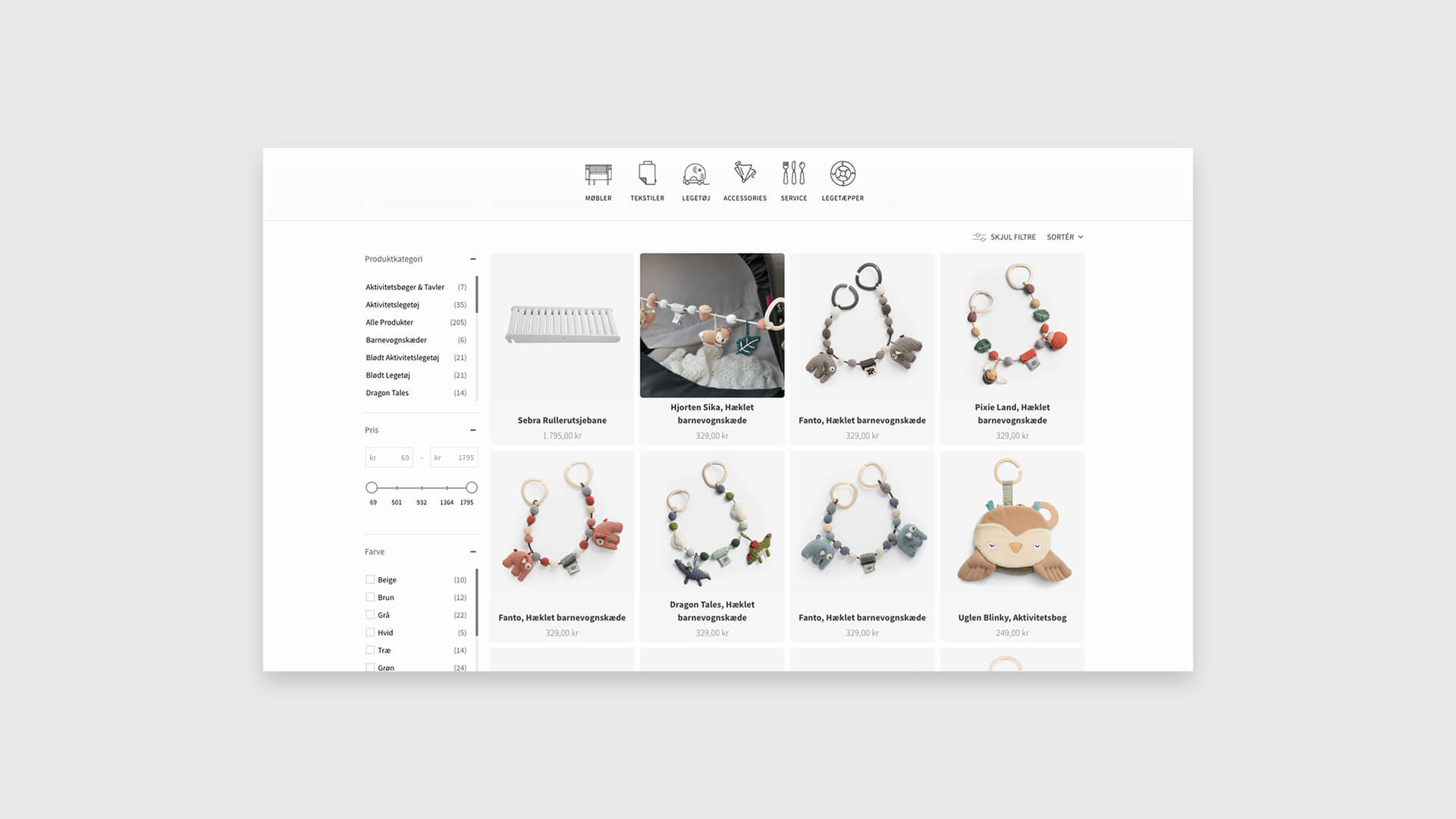 Et eksempel på nogle af de produkter, du finder i Sebras webshopløsning. Takket være PIM skal dataen kun opdateres ét sted, og så slår det igennem i alle relevante systemer.
